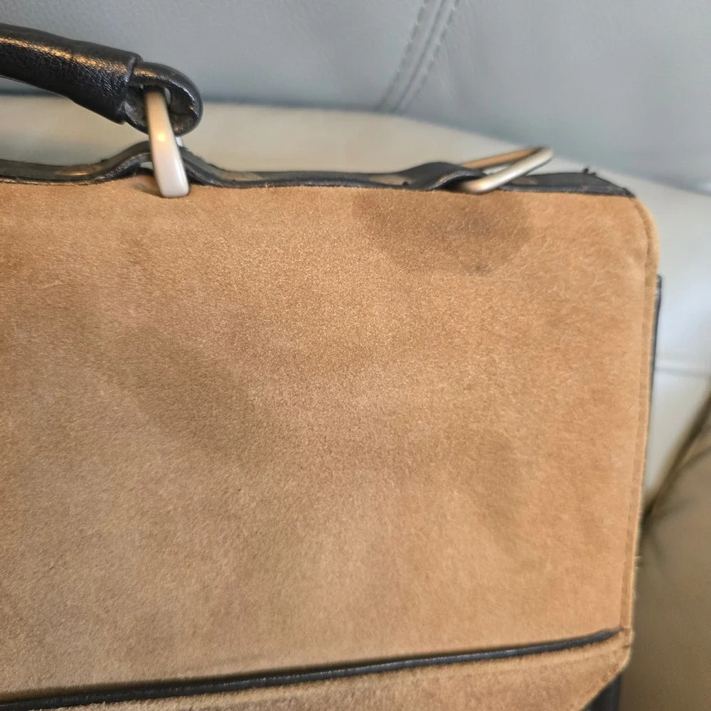 Stetson Mens Suede Leather‎ Briefcase Tan Brown Laptop Messenger Bag Vintage